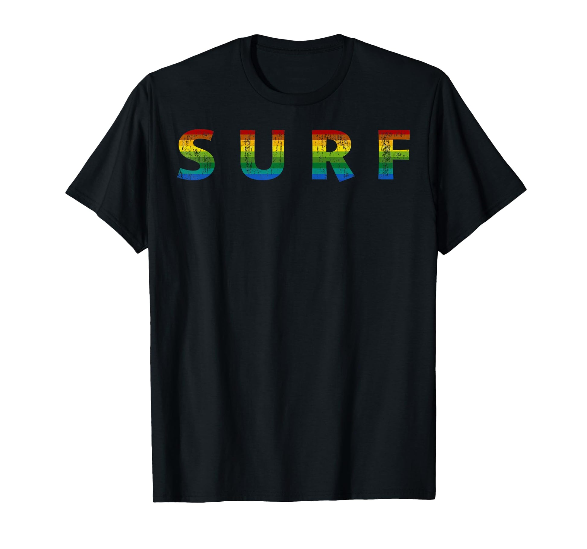 Surf Rainbow Letters Distress T-Shirt - Casual Everyday Wear for Adults - T-Shirt, Sweatshirt, Hoodie