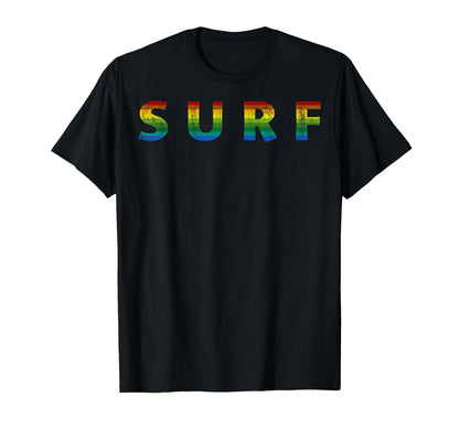 Surf Rainbow Letters Distress T-Shirt - Casual Everyday Wear for Adults - T-Shirt, Sweatshirt, Hoodie