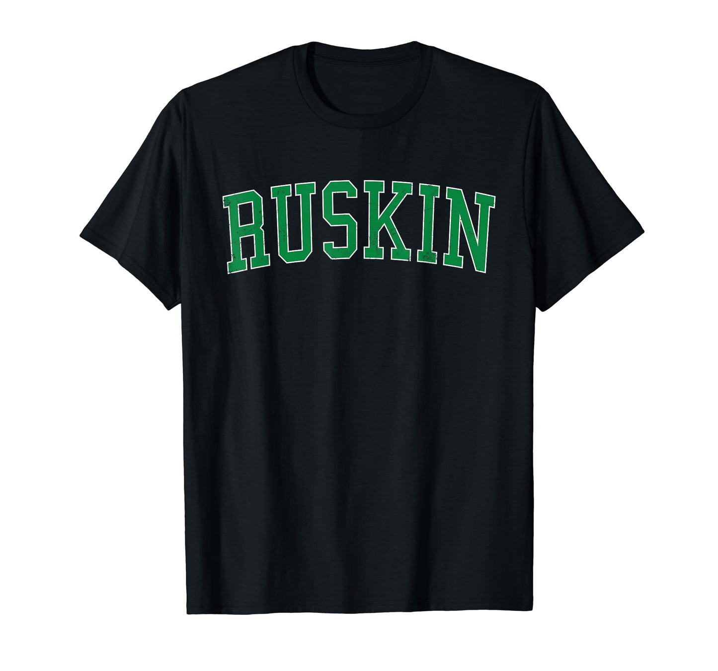 Ruskin Fl Distressed Green Varsity T-Shirt - Custom Art Print Men Women - T-Shirt, Sweatshirt, Hoodie