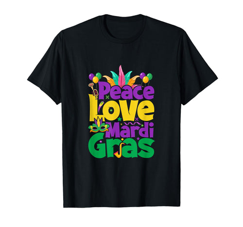 Peace Love Mardi Gras T-Shirt - Trendy Graphic Unisex - T-Shirt, Sweatshirt, Hoodie
