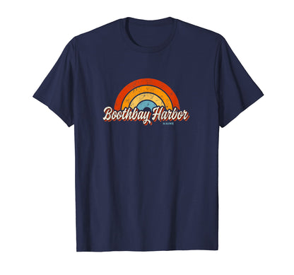 Boothbay Harbor Maine Me Rainbow 70S T-Shirt - Unique Graphic for Adults - T-Shirt, Sweatshirt, Hoodie