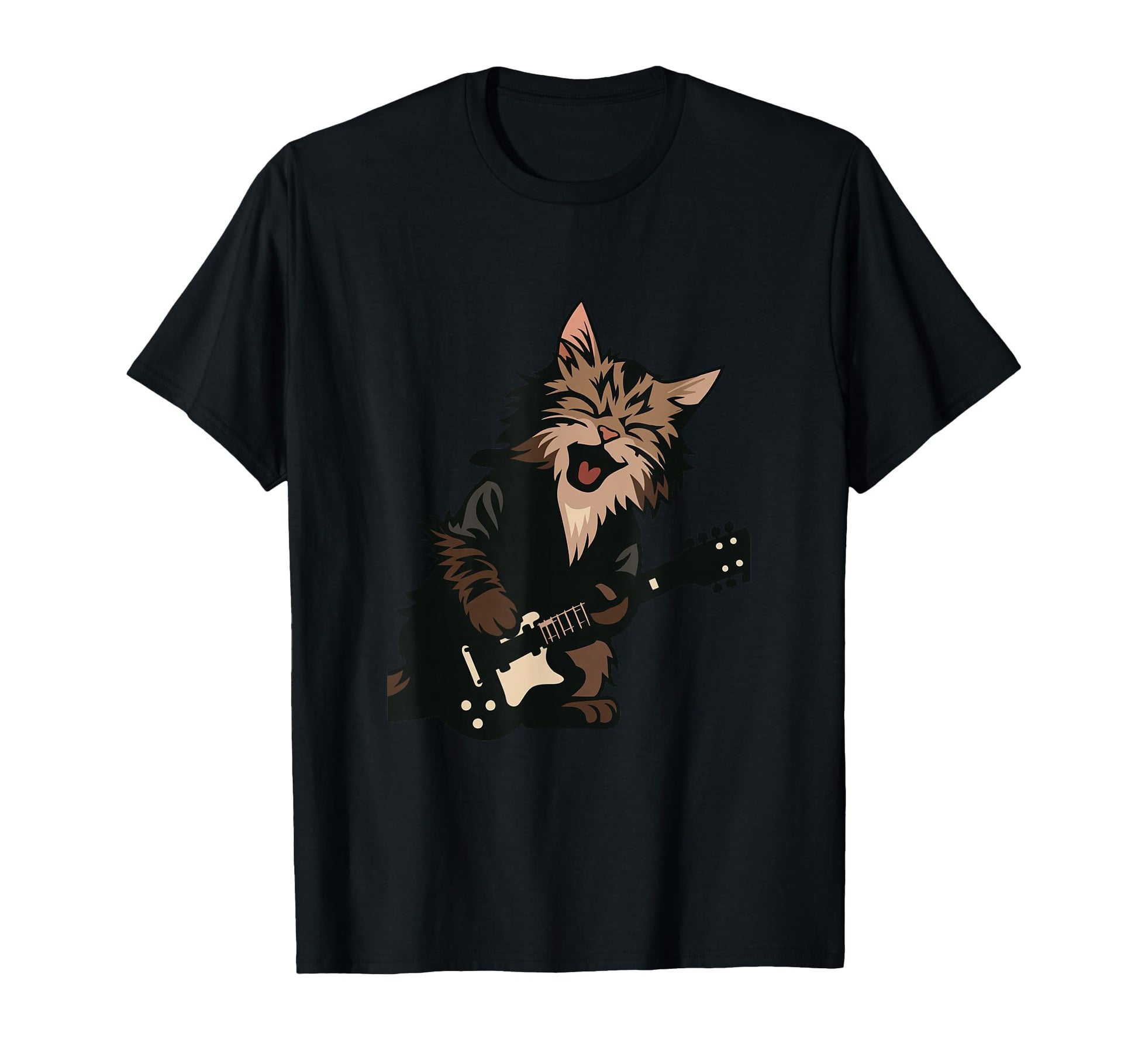 Funny Cat Playing Guitar Rock Cat Lover T-Shirt - Novelty Apparel Unisex - T-Shirt, Sweatshirt, Hoodie