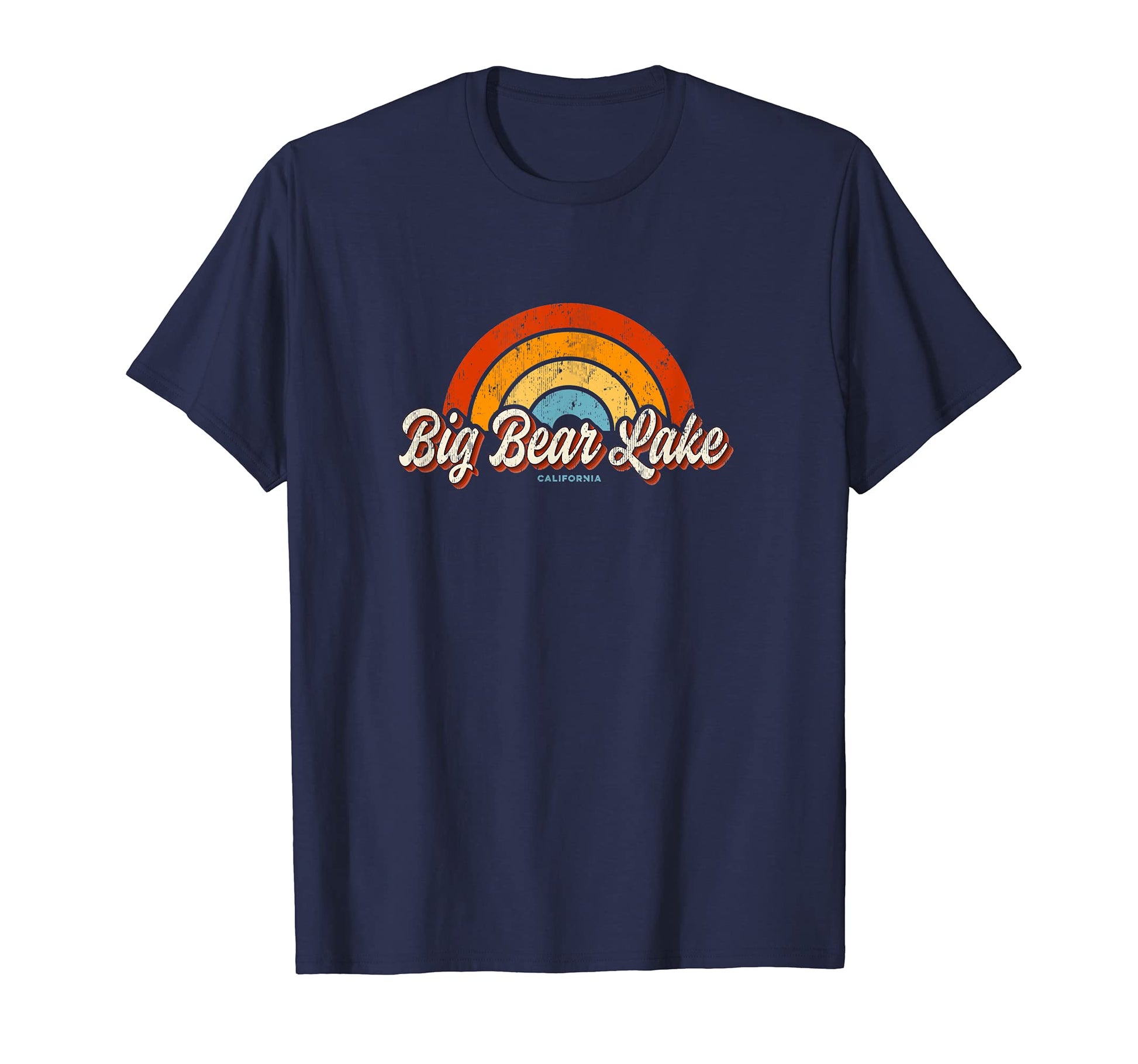 Big Bear Lake California Ca Rainbow 70S T-Shirt - Trendy Graphic for Adults - T-Shirt, Sweatshirt, Hoodie