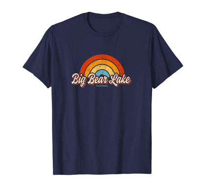 Big Bear Lake California Ca Rainbow 70S T-Shirt - Trendy Graphic for Adults - T-Shirt, Sweatshirt, Hoodie