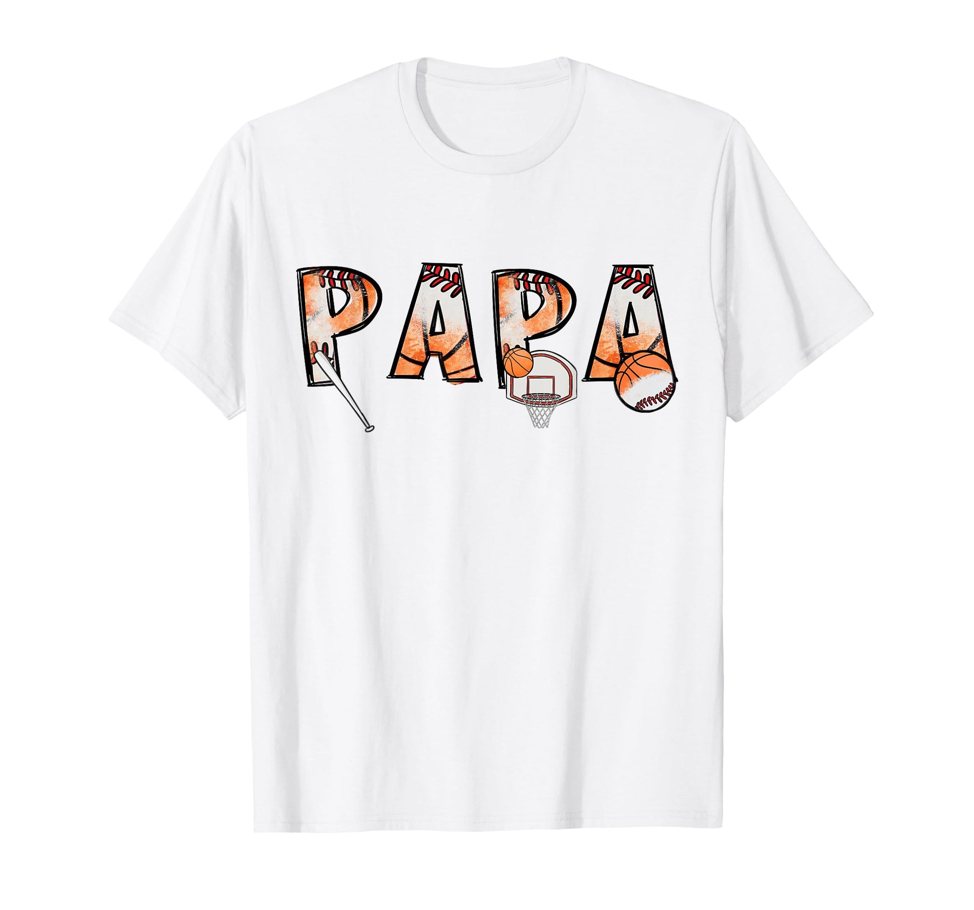Papa Both Half Basketball Baseball T-Shirt - Graphic Print for Adults - T-Shirt, Sweatshirt, Hoodie