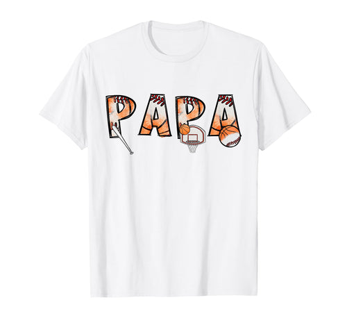 Papa Both Half Basketball Baseball T-Shirt - Graphic Print for Adults - T-Shirt, Sweatshirt, Hoodie
