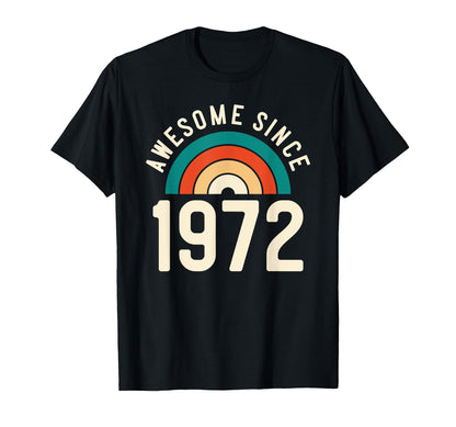 Awesome Since 1972 Rainbow 50Th T-Shirt - Custom Art Print for Adults - T-Shirt, Sweatshirt, Hoodie