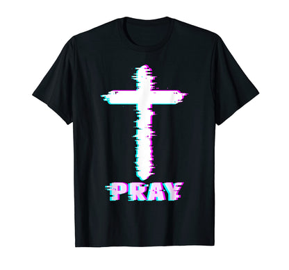 Jesus Glitch Pray Aesthetic T-Shirt - Aesthetic Graphic for Adults - T-Shirt, Sweatshirt, Hoodie