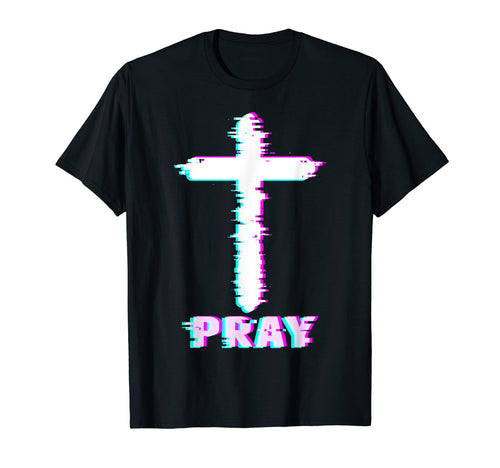 Jesus Glitch Pray Aesthetic T-Shirt - Aesthetic Graphic for Adults - T-Shirt, Sweatshirt, Hoodie