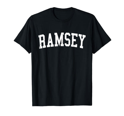 Ramsey Nj Distressed White Varsity T-Shirt - Custom Art Print Unisex - T-Shirt, Sweatshirt, Hoodie