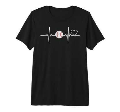 Baseball Ball Heartbeat Player Coach T-Shirt - Streetwear Style Men Women - T-Shirt, Sweatshirt, Hoodie