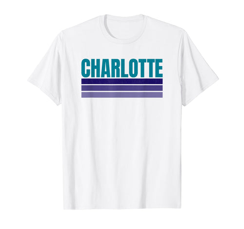 Charlotte Teal Blue Purple Stripes Hometown T-Shirt - Graphic Print Unisex - T-Shirt, Sweatshirt, Hoodie