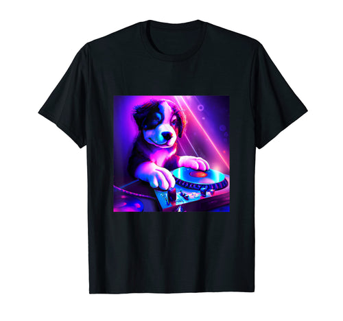 Bernese Mountain Dog Dj Vaporwave T-Shirt - Aesthetic Graphic Men Women - T-Shirt, Sweatshirt, Hoodie
