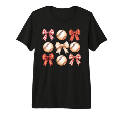 Baseball Coquette Bow Mom Sister Tri T-Shirt - Custom Art Print Men Women - T-Shirt, Sweatshirt, Hoodie