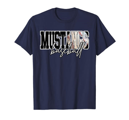 Mustangs Baseball Mom Game Day School T-Shirt - Custom Art Print Men Women - T-Shirt, Sweatshirt, Hoodie