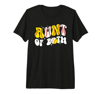 Aunt Both Groovy Baseball Softball Aunt T-Shirt - Graphic Print for Adults - T-Shirt, Sweatshirt, Hoodie