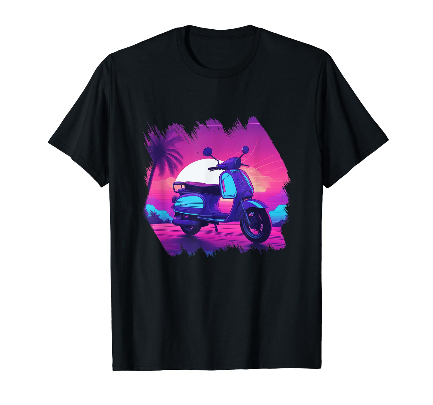 Funny Moped Scooter Sunset Vaporwave T-Shirt - Trendy Graphic Unisex - T-Shirt, Sweatshirt, Hoodie