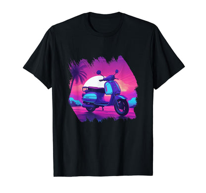 Funny Moped Scooter Sunset Vaporwave T-Shirt - Trendy Graphic Unisex - T-Shirt, Sweatshirt, Hoodie