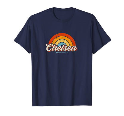 Chelsea Massachusetts Ma Rainbow 70S T-Shirt - Fun Novelty Design Unisex - T-Shirt, Sweatshirt, Hoodie