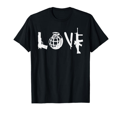Great Love Weapons Peace Against War T-Shirt - Minimalist Print for Adults - T-Shirt, Sweatshirt, Hoodie