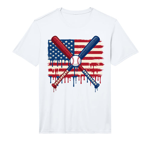 Baseball American Flag Dripping Ice T-Shirt - Fun Novelty Design Unisex - T-Shirt, Sweatshirt, Hoodie