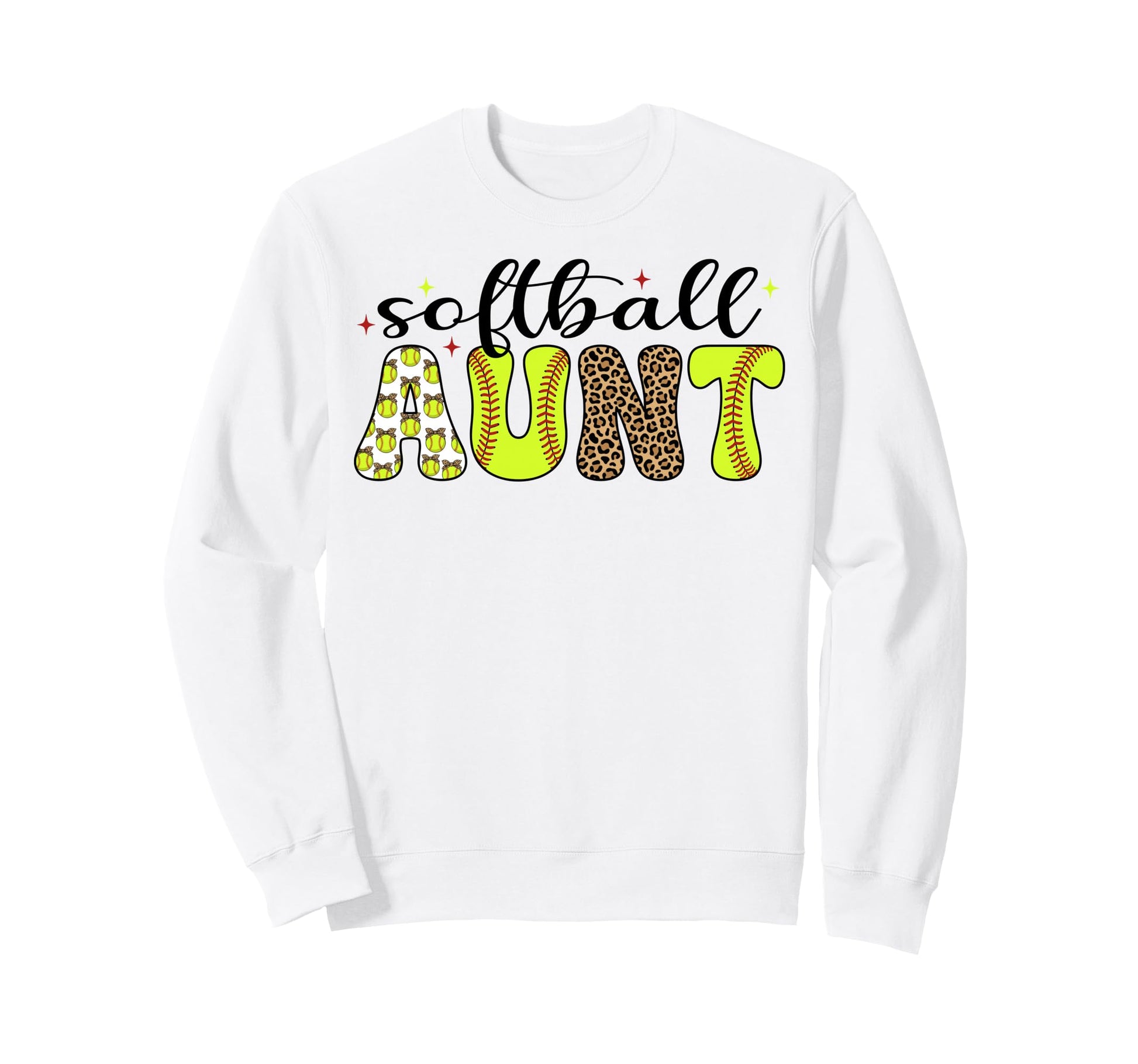 Softball Aunt Leopard Coquette Bow Sweatshirt - Novelty Apparel Unisex - T-Shirt, Sweatshirt, Hoodie
