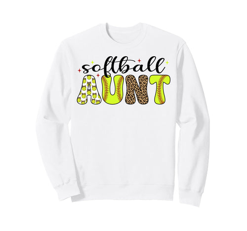 Softball Aunt Leopard Coquette Bow Sweatshirt - Novelty Apparel Unisex - T-Shirt, Sweatshirt, Hoodie