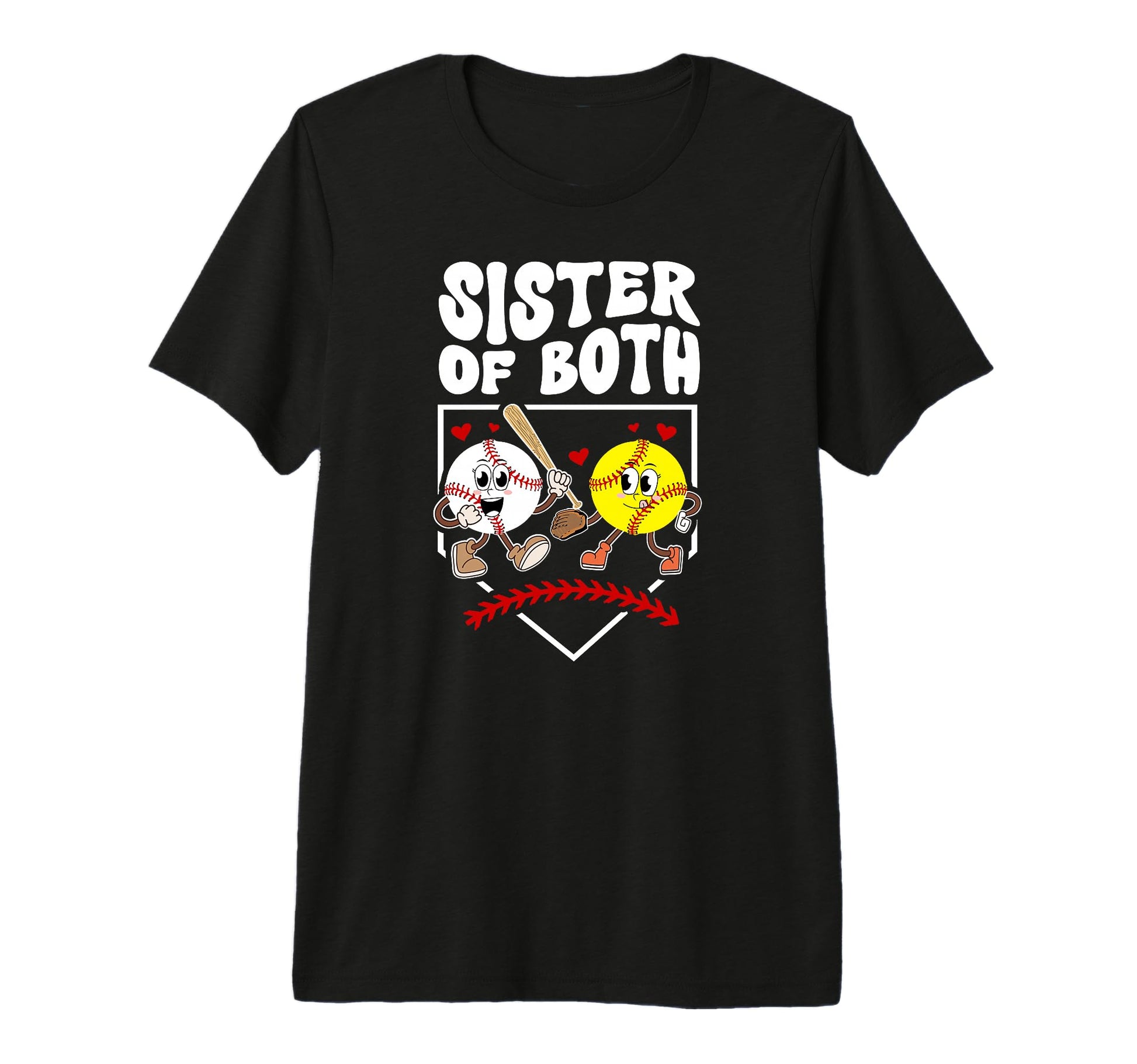 Sister Both Groovy Softball Baseball T-Shirt - Casual Everyday Wear Unisex - T-Shirt, Sweatshirt, Hoodie