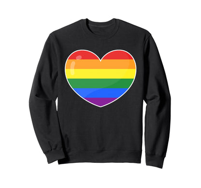 Rainbow Pride Flag Heart Art Sweatshirt - Fun Novelty Design Men Women - T-Shirt, Sweatshirt, Hoodie