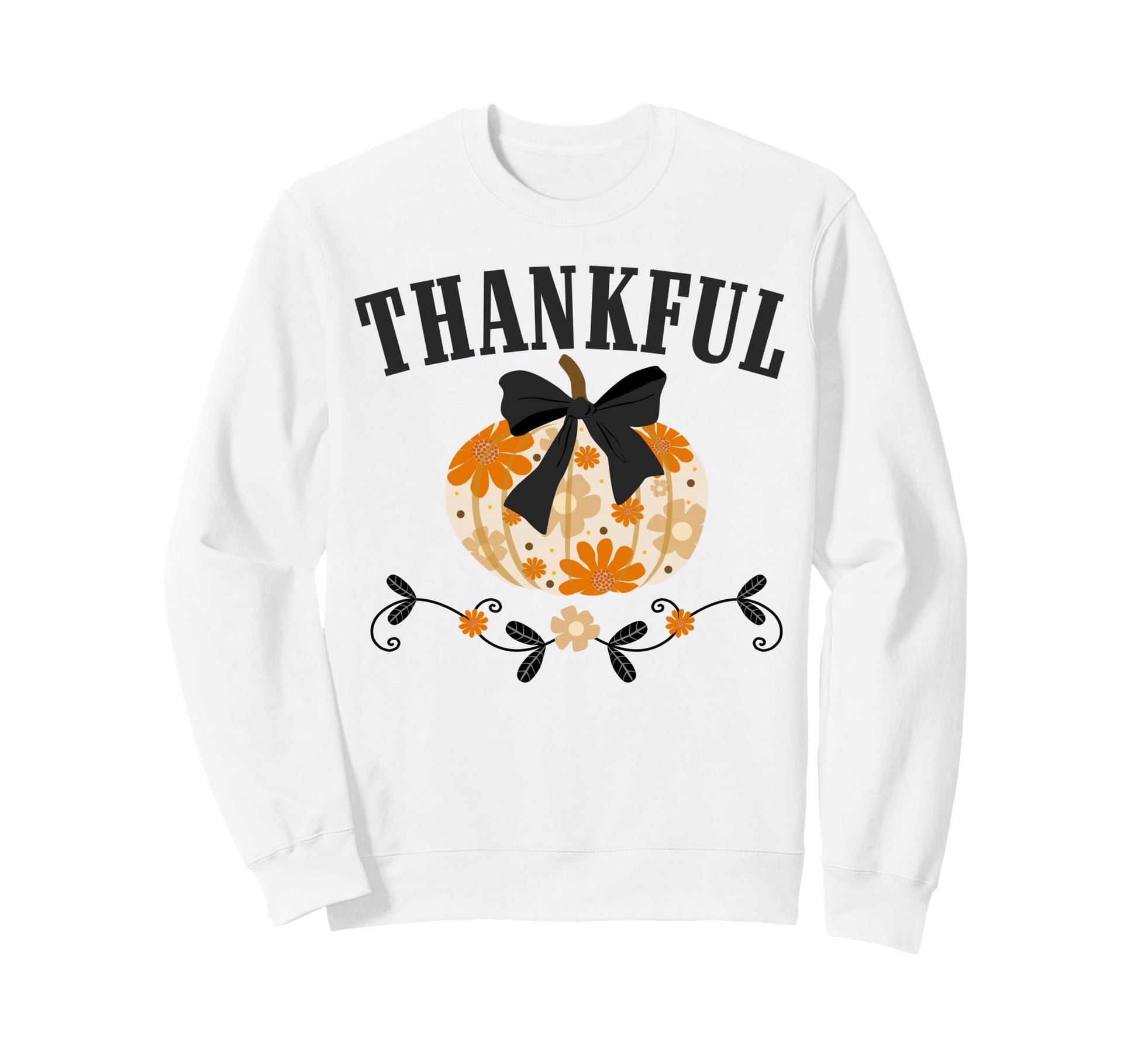 Thankful Pumpkin Fall Autumn Floral Sweatshirt - Aesthetic Graphic Unisex - T-Shirt, Sweatshirt, Hoodie