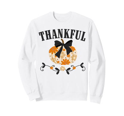 Thankful Pumpkin Fall Autumn Floral Sweatshirt - Aesthetic Graphic Unisex - T-Shirt, Sweatshirt, Hoodie