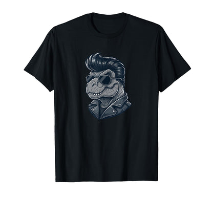 T Rex Dinosaur Rock Roll Shades T-Shirt - Aesthetic Graphic Unisex - T-Shirt, Sweatshirt, Hoodie