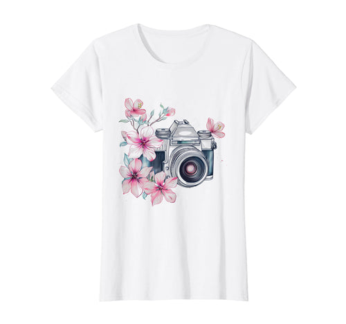 Photographer Camera Flowers T-Shirt - Aesthetic Graphic Men Women - T-Shirt, Sweatshirt, Hoodie