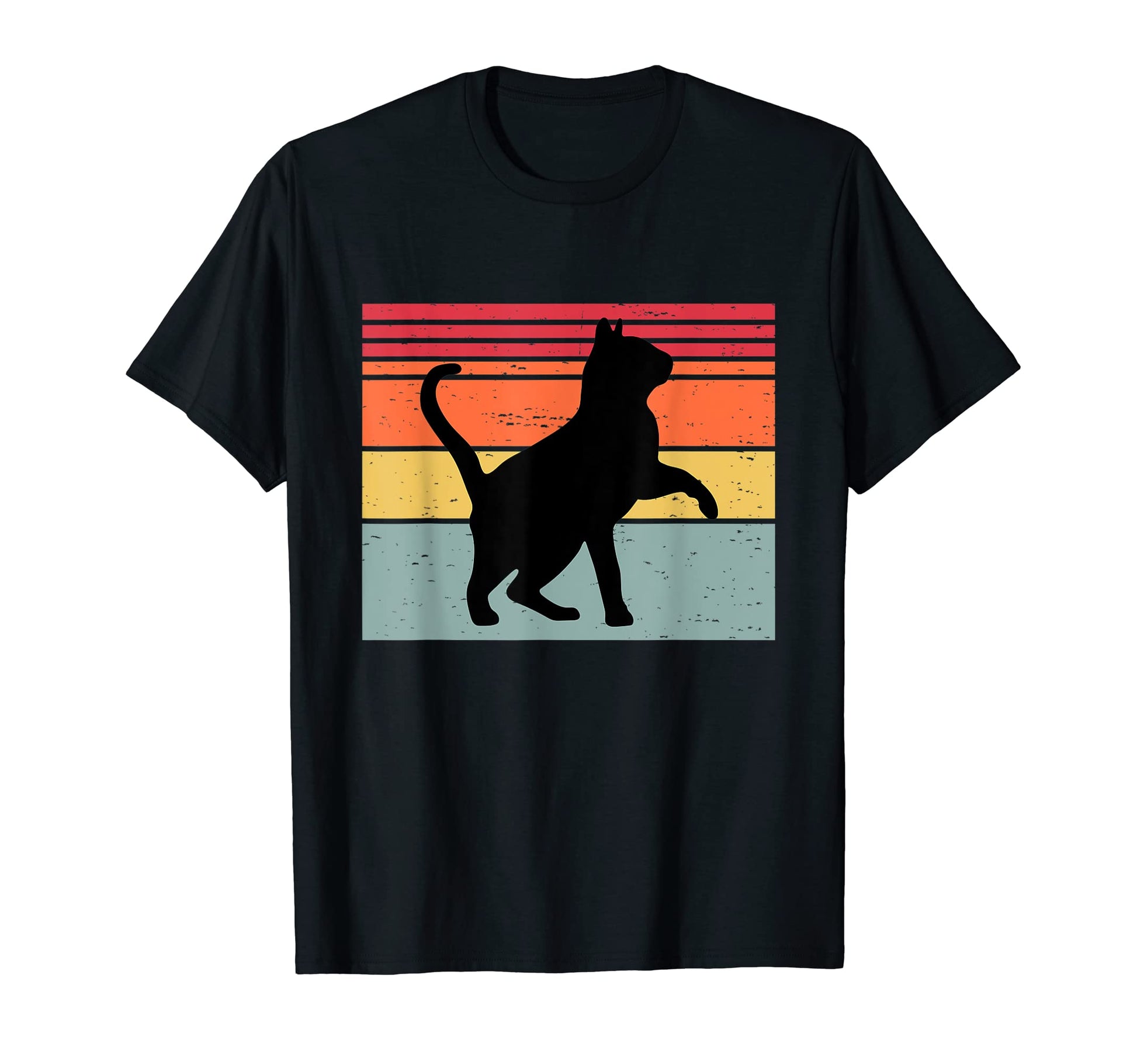 Cat Silhouette Sunset Stripe T-Shirt - Casual Everyday Wear Unisex - T-Shirt, Sweatshirt, Hoodie