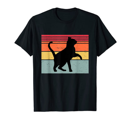 Cat Silhouette Sunset Stripe T-Shirt - Casual Everyday Wear Unisex - T-Shirt, Sweatshirt, Hoodie