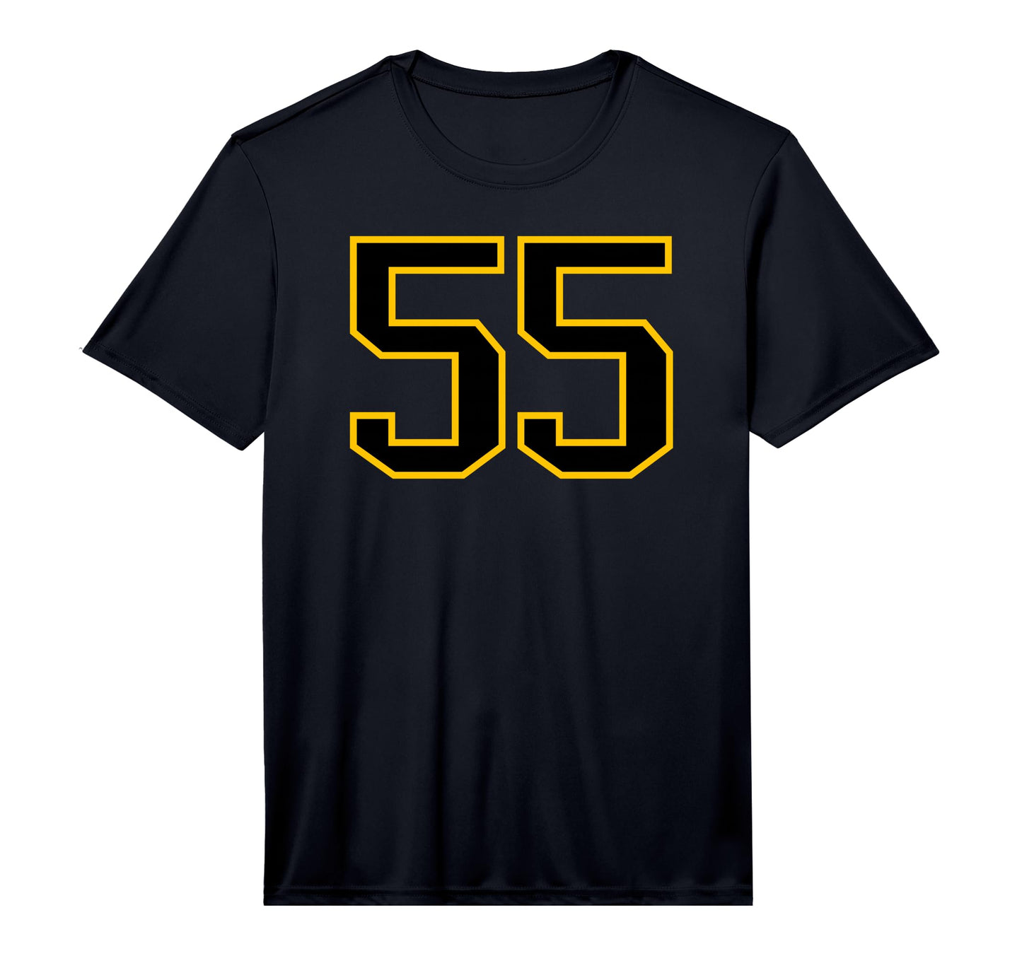 Number 55 Sports Team Yellow Black T-Shirt - Custom Art Print Men Women - T-Shirt, Sweatshirt, Hoodie