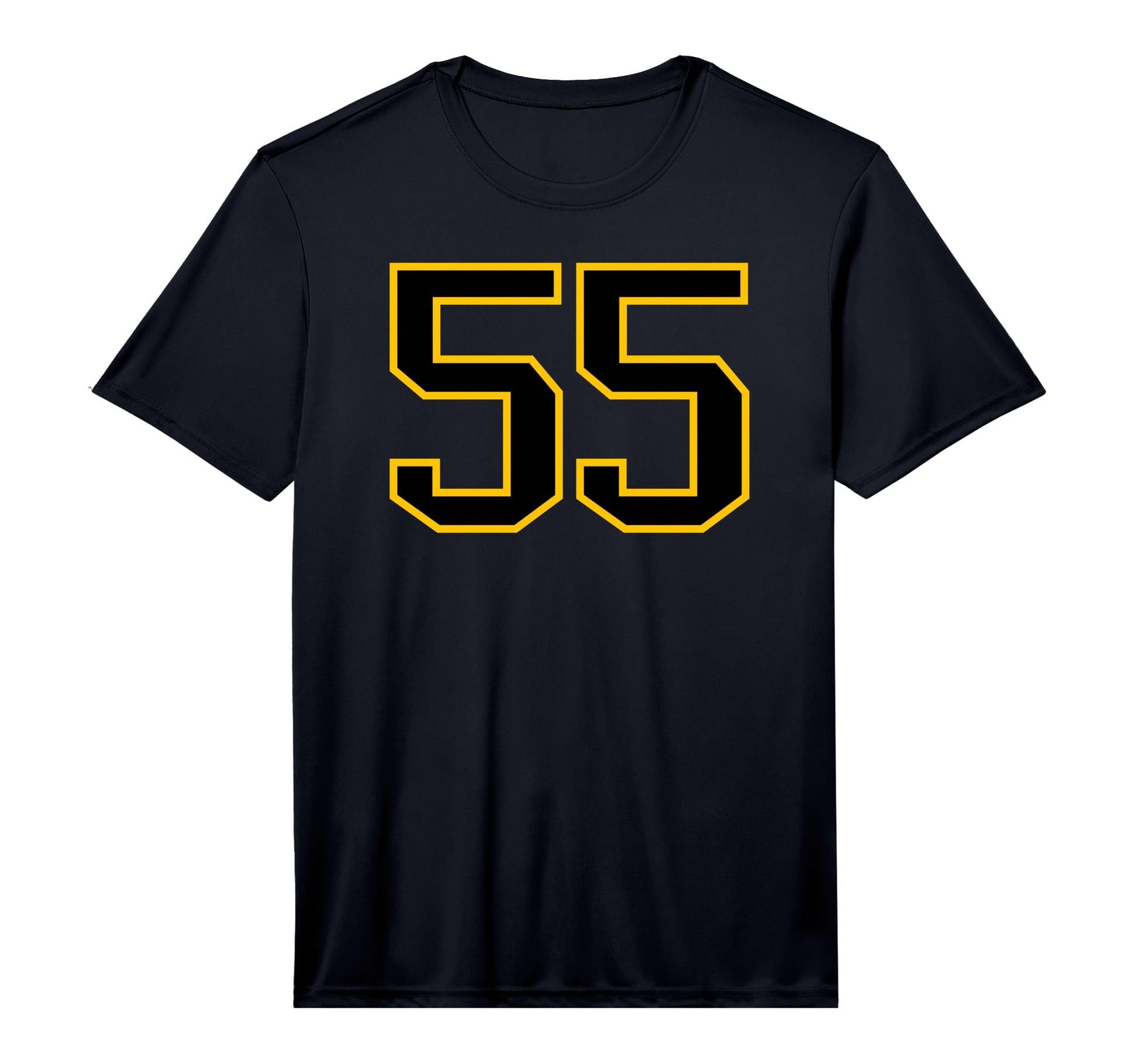Number 55 Sports Team Yellow Black T-Shirt - Custom Art Print Men Women - T-Shirt, Sweatshirt, Hoodie