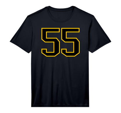 Number 55 Sports Team Yellow Black T-Shirt - Custom Art Print Men Women - T-Shirt, Sweatshirt, Hoodie