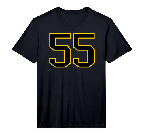 Number 55 Sports Team Yellow Black T-Shirt - Custom Art Print Men Women - T-Shirt, Sweatshirt, Hoodie