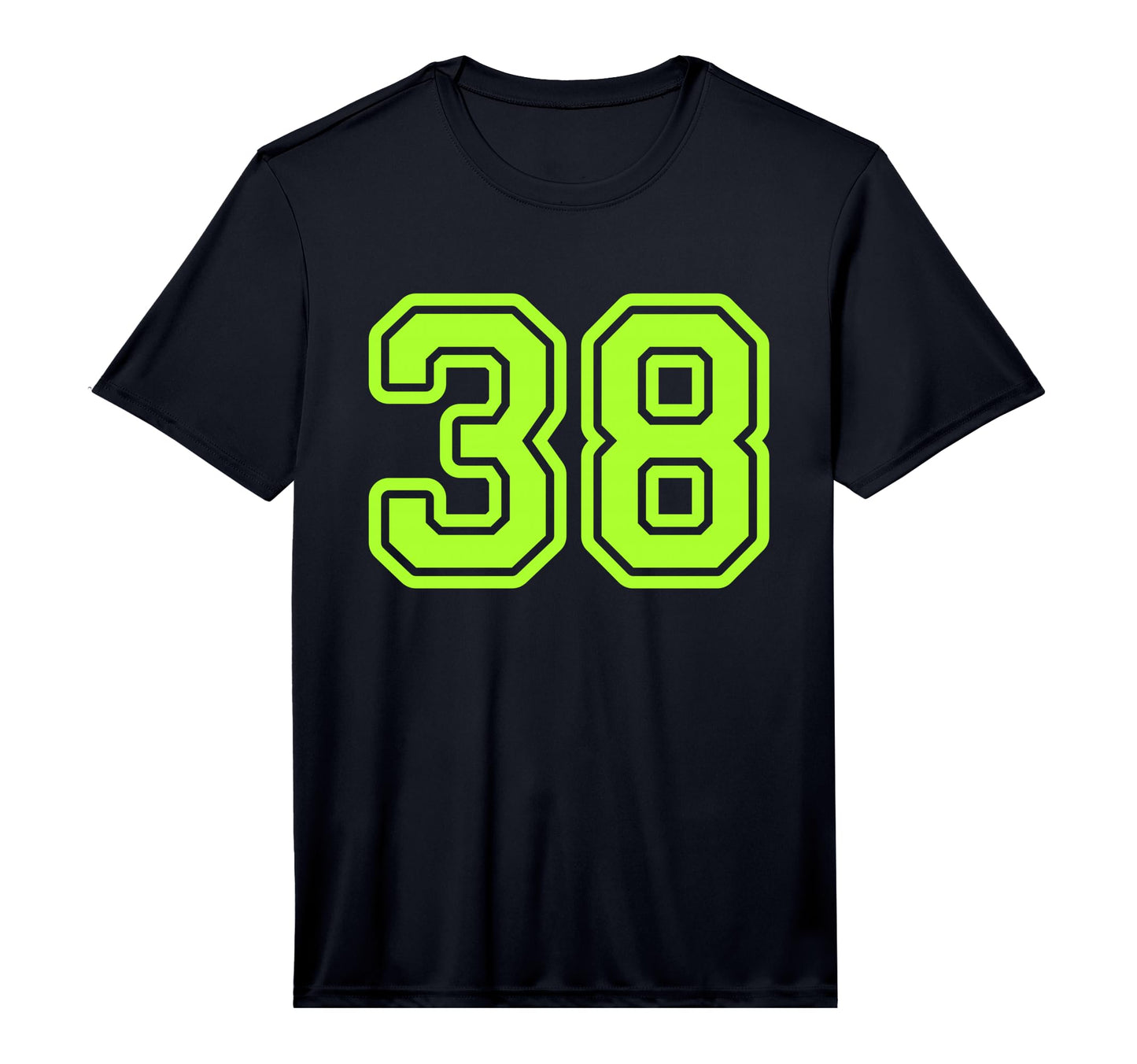Green Yellow Sports Team Number 38 T-Shirt - Aesthetic Graphic for Adults - T-Shirt, Sweatshirt, Hoodie