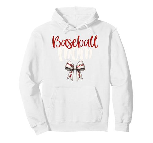 Baseball Mom Coquette Bow Game Day Hoodie - Unique Graphic Unisex - T-Shirt, Sweatshirt, Hoodie
