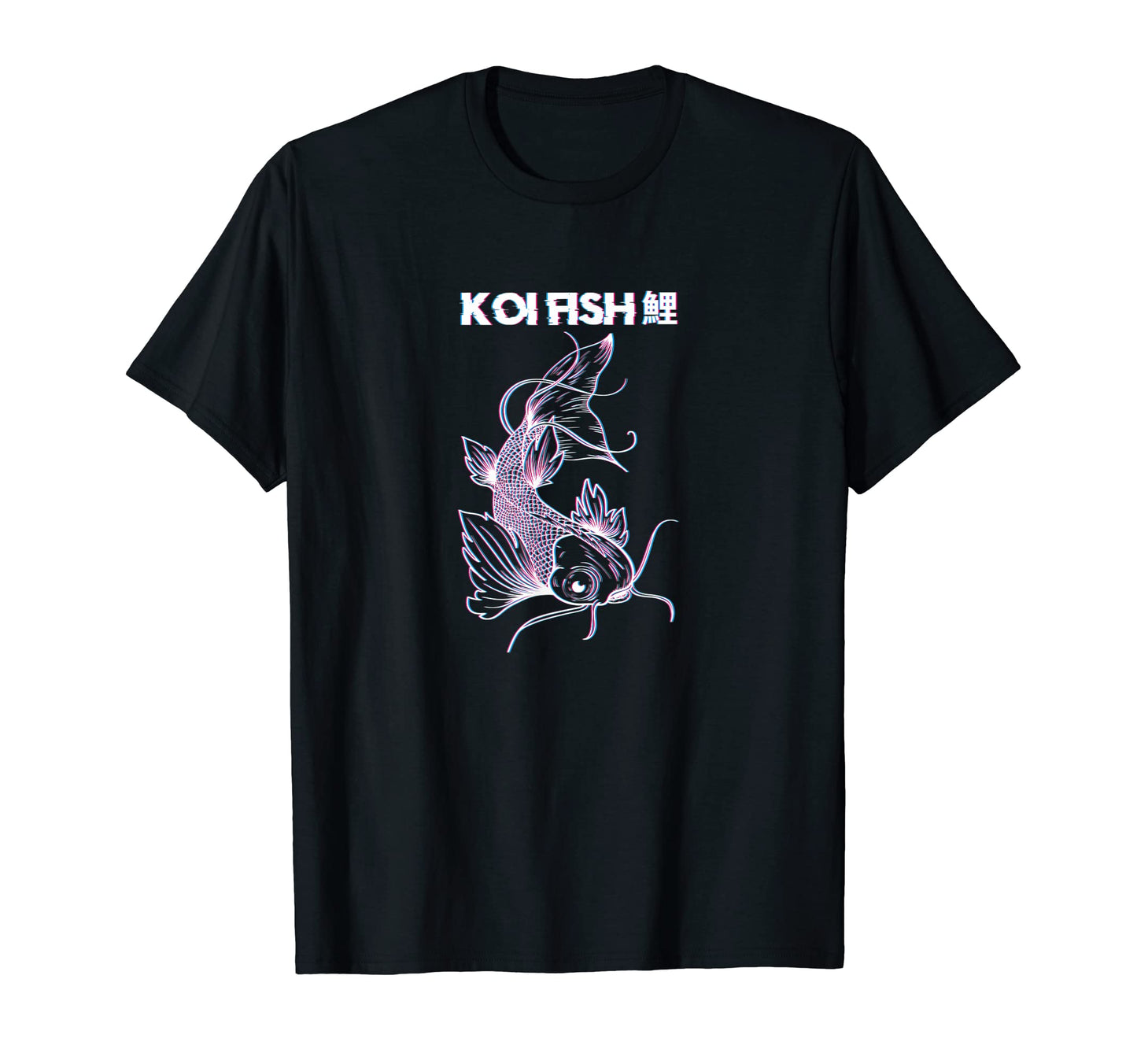 Glitch Effect Japanese Koi Fish Vaporwave T-Shirt - Graphic Print Unisex - T-Shirt, Sweatshirt, Hoodie