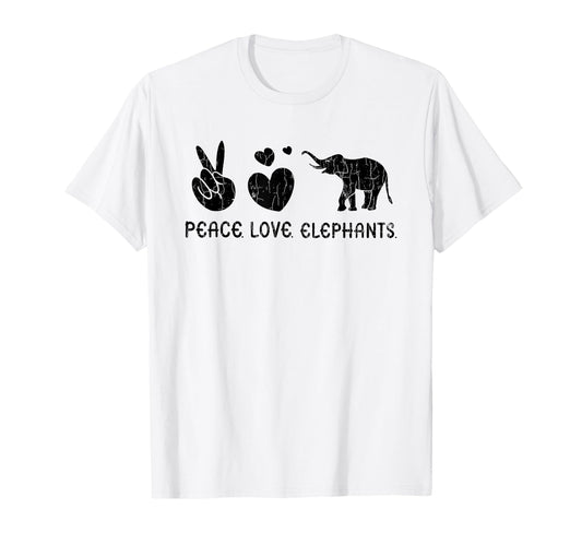 Peace Love Elephants Funny Elephant Lover T-Shirt - Streetwear Style Unisex - T-Shirt, Sweatshirt, Hoodie