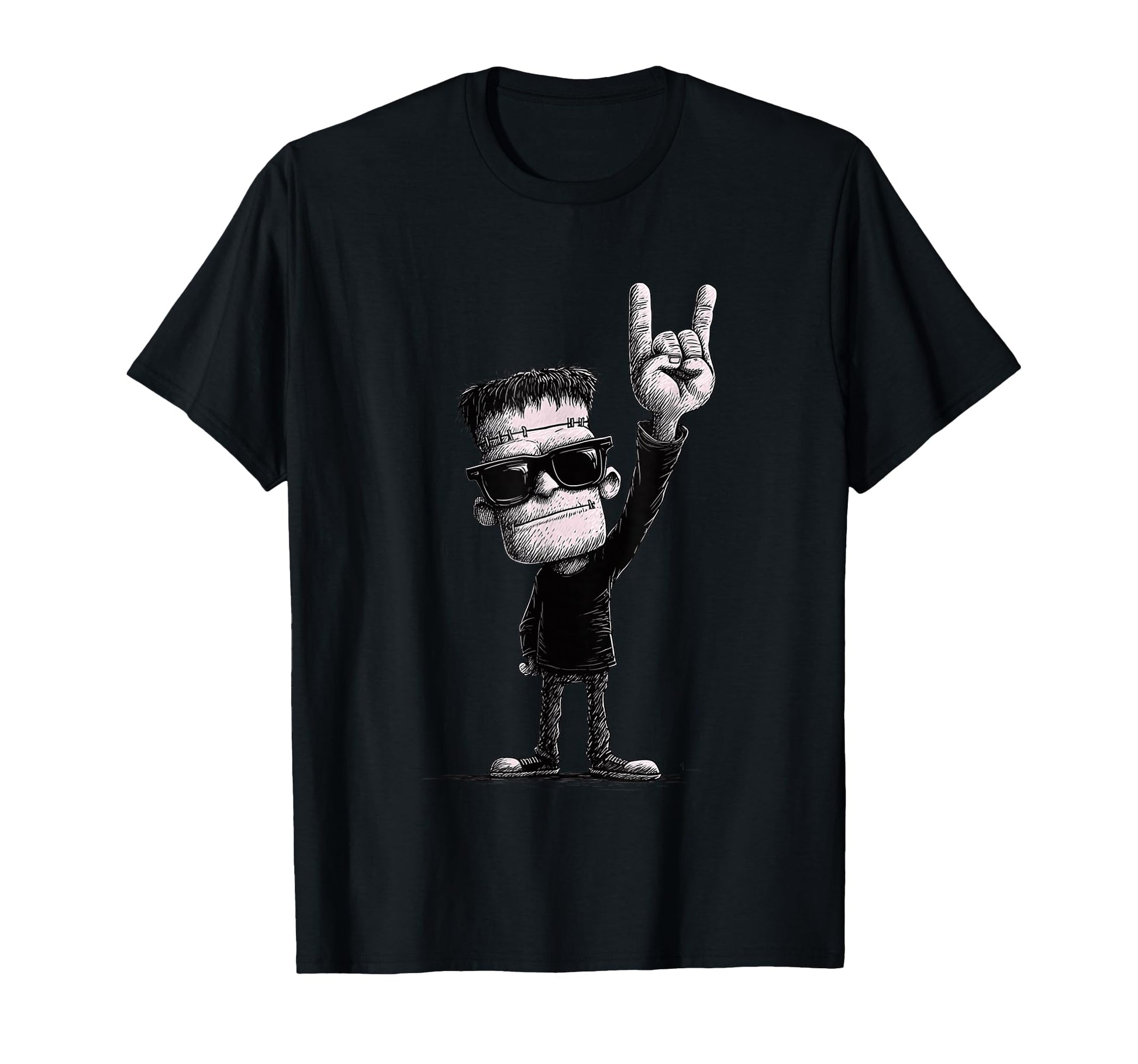 Rock Frankenstein Halloween T-Shirt - Graphic Print for Adults - T-Shirt, Sweatshirt, Hoodie