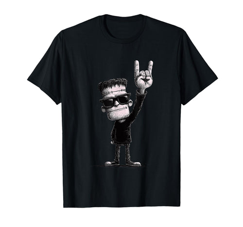 Rock Frankenstein Halloween T-Shirt - Graphic Print for Adults - T-Shirt, Sweatshirt, Hoodie