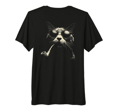 Cat Smoking Pipe Sunglasses Grunge T-Shirt - Minimalist Print Men Women - T-Shirt, Sweatshirt, Hoodie
