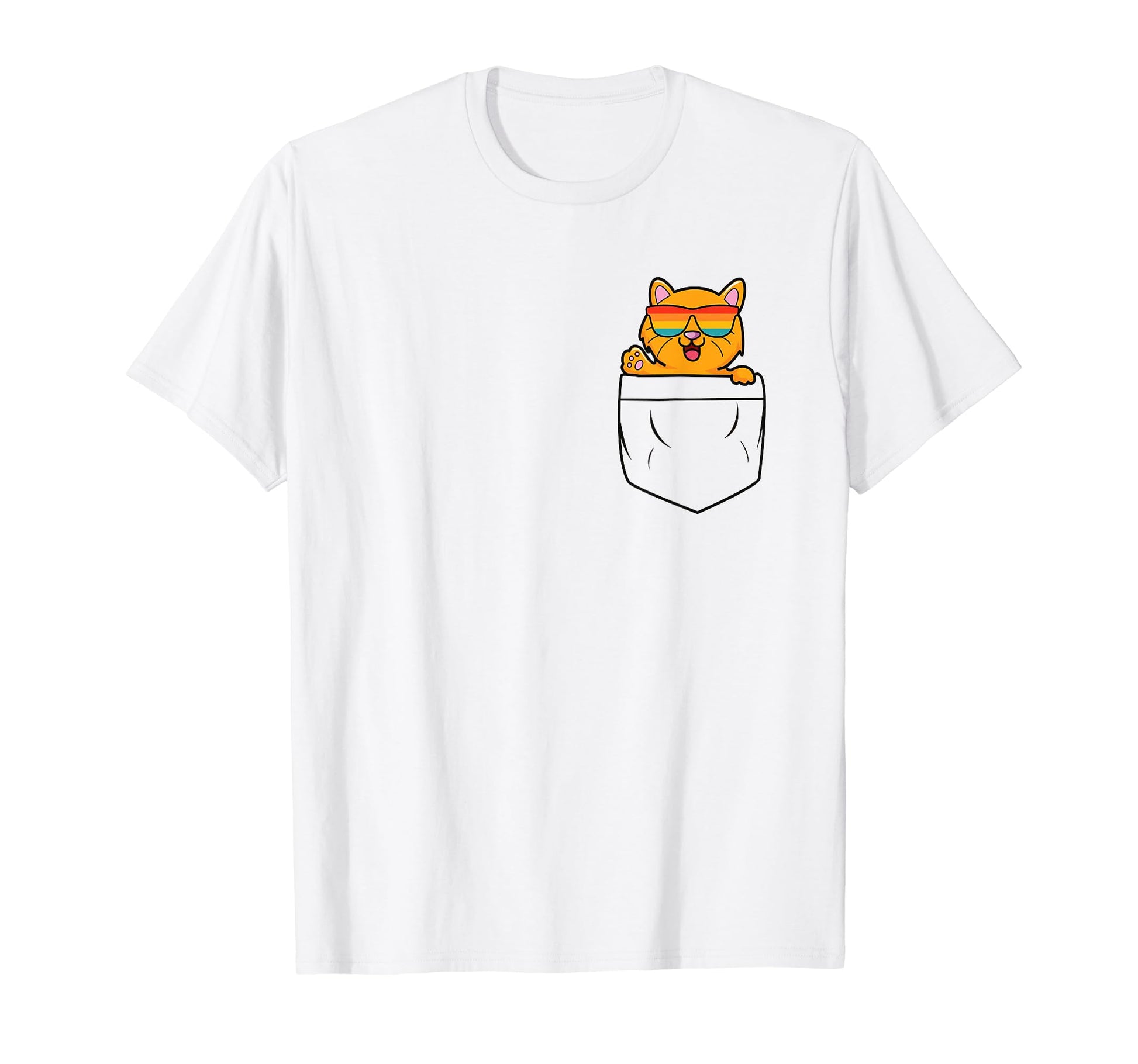 Cat Pocket Funny Cat Rainbow T-Shirt - Novelty Apparel for Adults - T-Shirt, Sweatshirt, Hoodie