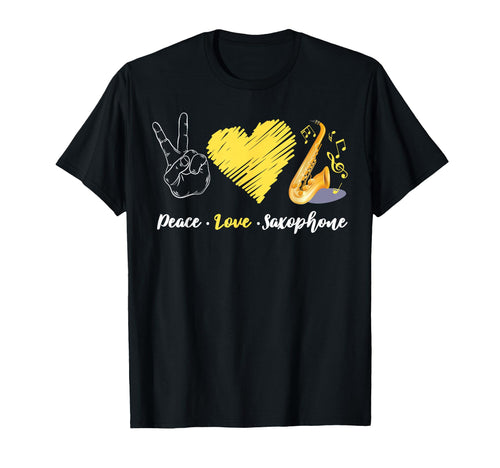 Saxophone Peace Love Saxophone T-Shirt - Minimalist Print for Adults - T-Shirt, Sweatshirt, Hoodie