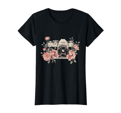 Photographer Camera Flowers T-Shirt - Streetwear Style for Adults - T-Shirt, Sweatshirt, Hoodie