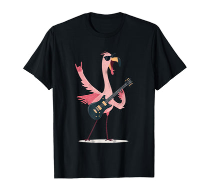 Flamingo Rock Music Guitar Player T-Shirt - Novelty Apparel for Adults - T-Shirt, Sweatshirt, Hoodie